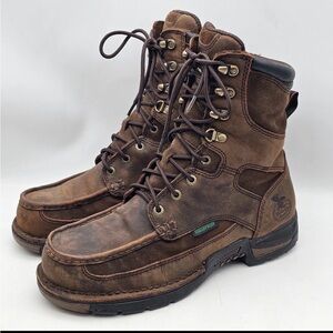 Georgia Boot Brown Leather Waterproof Work Boots - Men's Lace-Up size 9